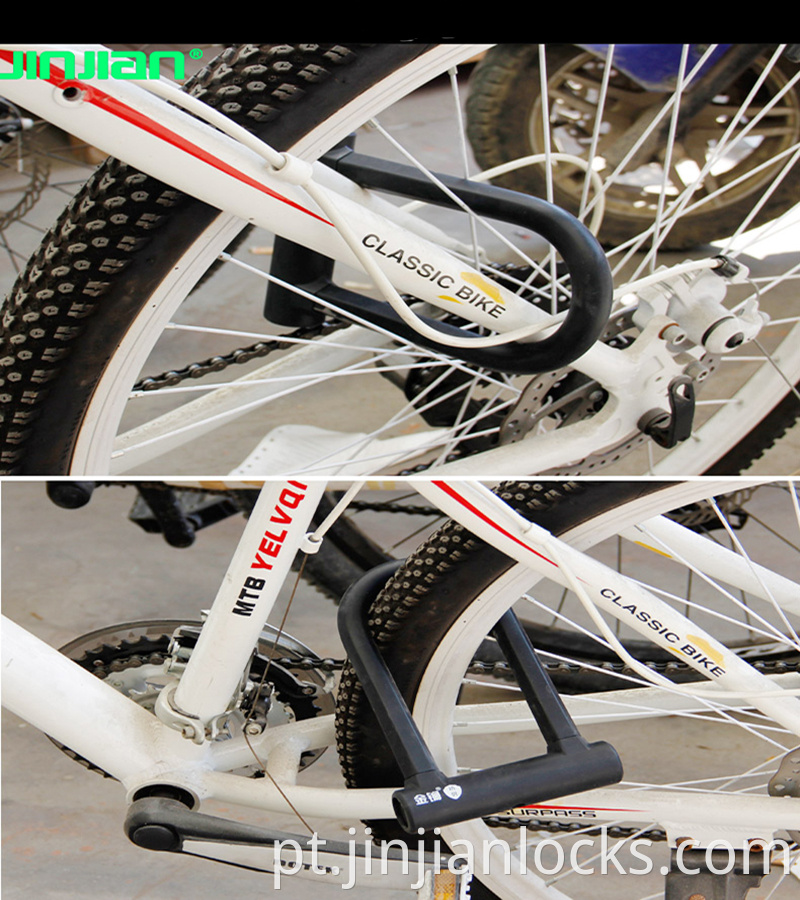 Bicicleta U Bloquear com cabo Jinjian Bike Lock de bicicleta pesada U-Lock, 14 mm de manilha e cabo de 12 mm x1,2m 1,8m